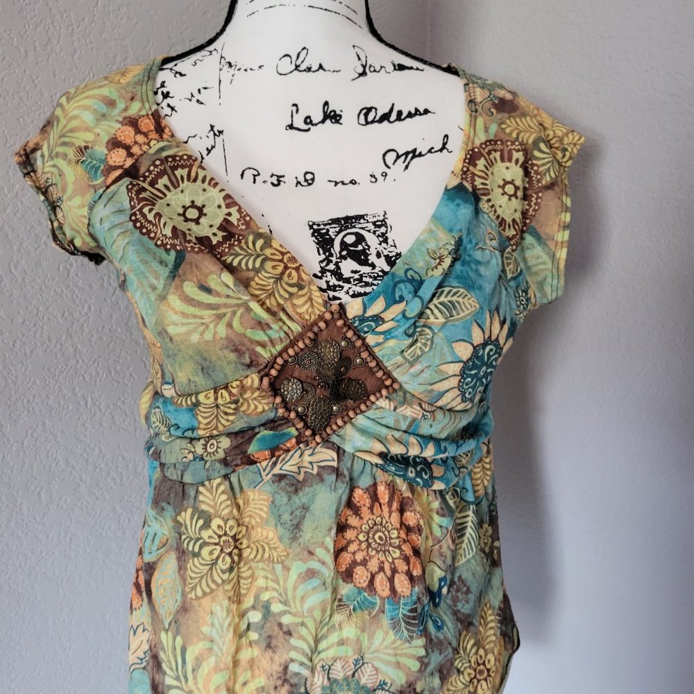 j.t.b. petite cap sleeve colorful top